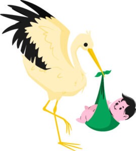 Familienberatung Illustration Storch mit Baby